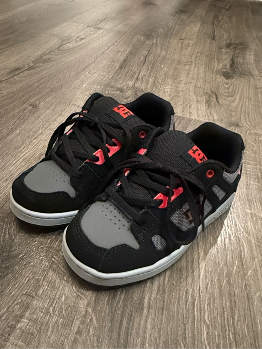 DC Kids Black, Gray & Pink Skate Sneakers